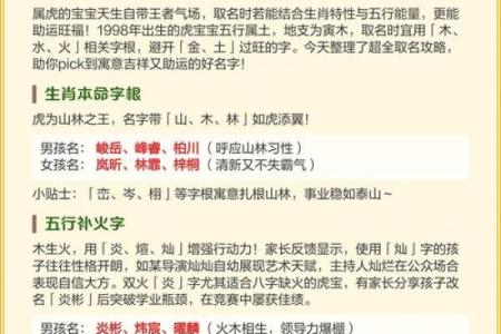 中午12点出生的属虎男孩如何起名,宜用什么字姓名
