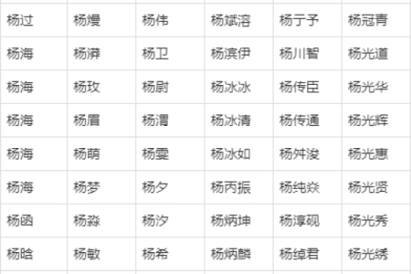 杨姓男孩名字大全-杨姓男孩起名字大全-杨姓名字大全姓名